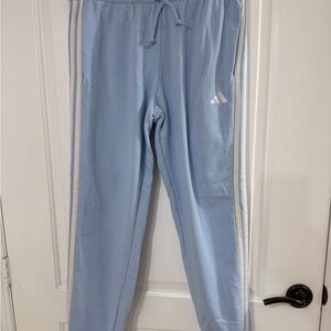 adidas Light Blue Joggers with White Side Stripes